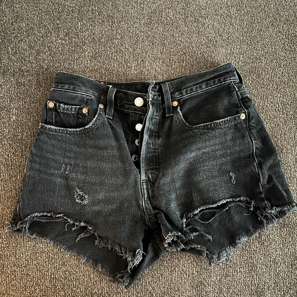 Levi's Black Distressed Jean Shorts High-Waisted